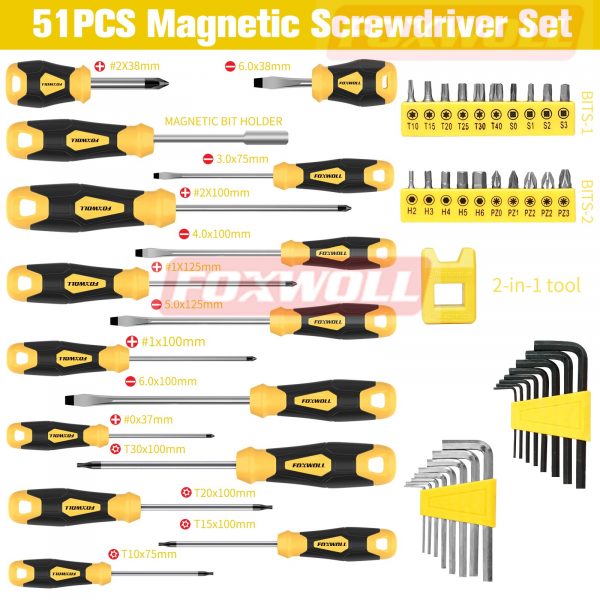 New Arrival Magnetic Screwdriver Set 51 PCS with Case- foxwoll