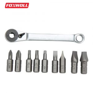 Hand Tool Repair Tools with Multi-bit 10pcs Ratchet Wrench Screwdriver Set- foxwoll