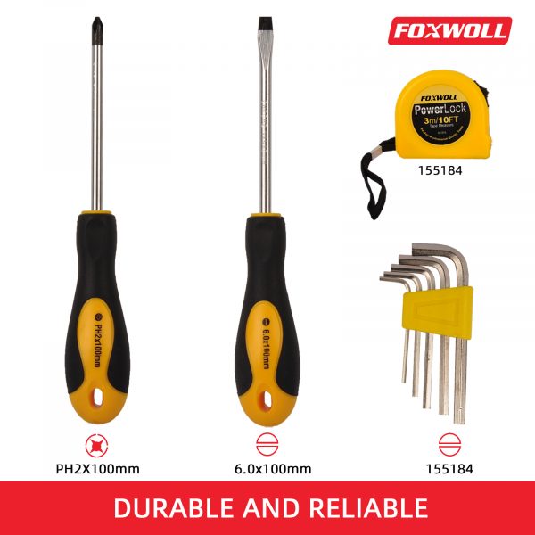 Screwdriver Set 8pcs with Tape Measure and Hex Key- foxwoll