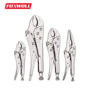 Locking Pliers Set 4 Pieces Curved Jaw Long Nose-foxwoll