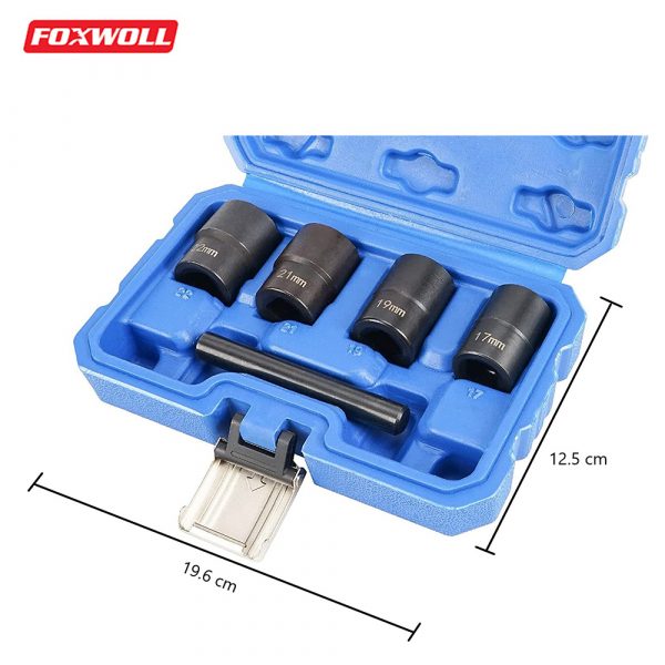 Bolt Nut Remover Set 5-pcs Nut Extractor Tool Kit-foxwoll