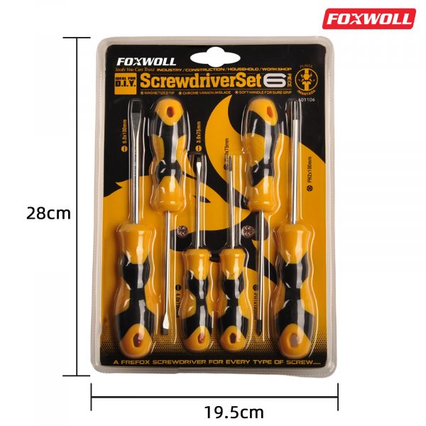 Hand Tool 6pcs Slotted and Phillips Screwdriver Set- foxwoll