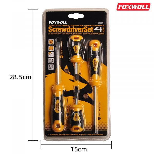 4pcs Slotted and Phillips Screwdriver Tool Set- foxwoll
