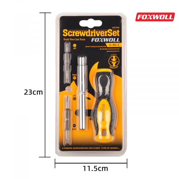 Wholesale Strong Magnetic 6-in-1 Screwdriver Set-foxwoll