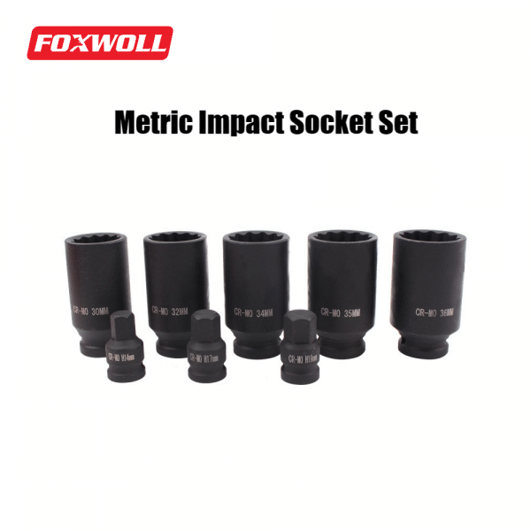 Impact Socket Sets 8 Pieces 1/2 Inch Drive Metric Socket Set- foxwoll